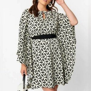 Smak Parlour Medium GoGo Black & White Unique Vintage Retro Butterfly Wing Dress